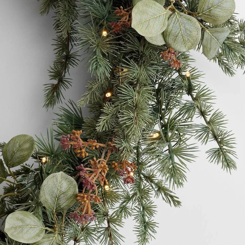 Pottery Barn New in Box 33 Faux Silver Dollar Eucalyptus Wreath